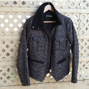 GAP Black and White Wool Blend Tweed
Boucle Jacket - Small